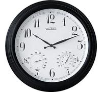 Youshiko Outdoor Clock Vintage Waterproof Garden Clocks with Thermometer and Hygrometer Silent Non-Ticking Weatherproof Clock, Decor Clock for Patio, Pool Fence 38cm