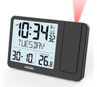 Youshiko Radio Control (Official 2026 MSF UK Version) Projection Alarm Clock, Bedroom Projector Clock Dual Alarms LCD Display Date Time