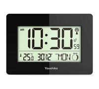 Youshiko Radio Controlled Lcd Wall Mountable And Desk Clock ( Black )