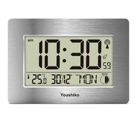 Youshiko Radio Controlled Lcd Wall Mountable And Desk Clock ( Silver )