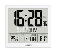 Youshiko Radio Controlled Wall Clock (Offical UK & Ireland Version) Silent LCD Auto Set Up with Day Date Month