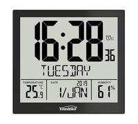 Youshiko Radio Controlled Wall Clock (Offical UK & Ireland Version) Silent LCD Auto Set Up with Day Date Month