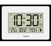 Youshiko Radio Controlled Wall Clock (Official UK Version) Large Screen LCD Silent Auto Set Up with Day Date Month h