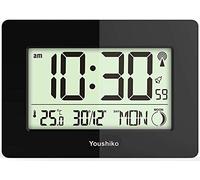 Youshiko Radio Controlled Wall Clock (Official UK Version) Large Screen LCD Silent Auto Set Up with Day Date Month