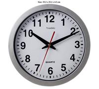 Youshiko Stylish Silver & White Bold Classic Quartz Wall Clock Non Ticking Silent