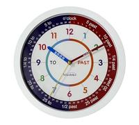 Youshiko Time teaching Learning Clock for Kids, Extra Large Silent Analogue Wall Clock for Classrooms and Kids' Bedrooms - Children Learn (White)