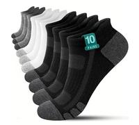 YouShow Mens White Ankle Socks Size 12-14 Uk Trainer Socks for Men Black 10 Pack Grey Sports Socks Anti Blister Running Athletic Arch Support Mens Soft Top Socks