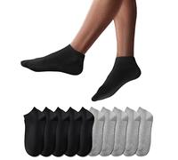 YouShow Short Socks Men Women 10 Pairs Ankle Sneaker Half Socks Booties Cotton Unisex OEKO-TEX Standard 100(Black and Gray,39-42 EU)