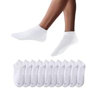 YouShow Short Socks Men Women 10 Pairs Ankle Sneaker Half Socks Booties Cotton Unisex OEKO-TEX Standard 100(White,35-38 EU)