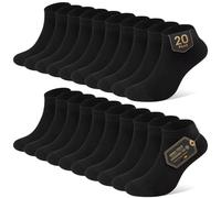 YouShow Sneaker Socks Men Women 10 Pairs Short Half Socks Quarter Cotton Unisex, 20 x black, 39-42