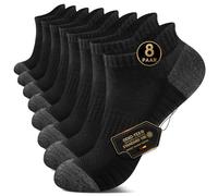 YouShow Trainer Socks for Men 9-12 Black Mens Running Socks Ankle Cotton Women's Sock Walking Multipack of 8 Anti Blister Moisture Wicking for Gym Tennis Cycling Sport
