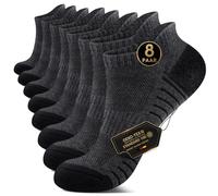 YouShow Trainer Socks Mens 6-11 Ladies Cotton Ankle Socks Multipack of 8 Cushioned Running Sock Women 6-11 Sports Anti Blister for Walking Gym Cycling Hiking Dark Grey