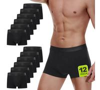 YouShow Underwear Man XL Black Boxer Trunks 12 Pack, Cotton Multipack Mens Underpants with Stretch Waistband Comfort Fit Pants