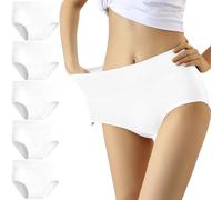 YouShow Underwear Women High Waisted Women's Knickers Seamless Knickers for Women Multipack Cotton Ladies Pants Full Briefs Tummy Control Knickers Size 14 C Section Underwear 5 Pack (White,L)