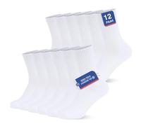 YouShow White Cotton Crew Socks Men 9-12 UK Sport Athletic Gym Golf Multipack Socks 12 Pairs