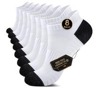 YouShow White Trainer Socks Mens 6-11 Womens Cotton Ankle Running Socks Mens Cushioned Sport Sock for Women 6-8 for Gym Tennis Cycling 8 Pairs