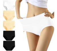 YouShow Women's Cotton Tummy Control High Waisted Knickers, 5 Pack (2xBlack + 2xNude + 1xWhite, Size 20, 3XL)