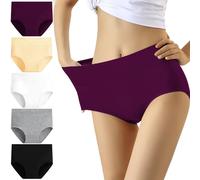 YouShow Women's High Waisted Knickers 5 Pack - Multicolor-01, Size 10 - Cotton Underwear with Tummy Control & Double Layer Design