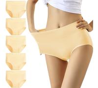 YouShow Womens Underwear Cotton Ladies Knickers Stretchy Ladies Panties High Waisted Knickers for Women Multipack Tummy Control Knickers Size 20 Full Briefs C Section Underwear 5 Pack (Nude,3XL)