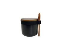 YOUSIS Sugar Bowls with Lids, 250ML Ceramics Storage Jars with Spoon, Sugar Bowl Ceramics Container for Spice, Salt, Sugar, Seeds etc (Single Jar,Black)