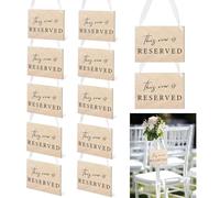 Yousoontic 12 Pack Wooden Reserved Row Sign for Wedding Chairs This Row Is Reserved Hanging Signs with Ribbon for Wedding Reception Party Restaurant Church Events Pews, 5 x 7''(Lumber Color,Wood)