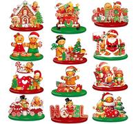 Yousoontic 12 Pcs Christmas Wooden Table Centerpieces Decorations Gingerbread Man Christmas Tree Santa Claus Wooden Signs Tabletop Centerpieces Home Decor for Xmas Holiday Decor Home