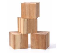 Yousoontic 4 Pack 3 Inch Large Wooden Blocks Unfinished Acacia Wooden Cubes or Crafts Sanded Smooth Natural Wood Squares for Handicrafts Painting DIY Puzzle Making and Home Party Decoration