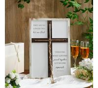 Yousoontic a Cord of Three Strands Wedding Ceremony Sign 10 x 15 Inches Unity Rope Cross Sign Braided for Wedding Unity Ceremony Ideas Christian Marriage Gifts Decor for Couple Wood Frame (White)