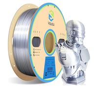 Yousu Silk PLA Filament for 3D Printer, Gold Metallic PLA 1.75mm with +/ - 0.03mm Dimensional Accuracy, Smooth Glossy Finish, Excellent Adhesion for FDM Printers, 1kg (Silver)