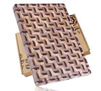 YOUSUNLONG End Grain Cutting Board - 3D Zigzag Pattern Walnut & Maple Butcher Block XXL Brisket Board - 24"L x 18"W x 1.5" Thick w/Juice Groove and Handles - Barbecue Tray,Cooktop Board;Cheese Board