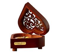 Youtang Music Box Creative Hollow Cover 18-note Clockwork Wooden Musical Box,Heart-shaped Musical Gifts,Play Rudolph The Red Nosed Reindeer(Gold Movement)
