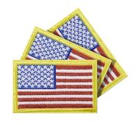 Youteer 3 Pieces American Flag Patch, Embroidered Tactical US Flag Patch with Hook and Loop for Backpacks Caps Hats Jackets Pants, Gold Border.