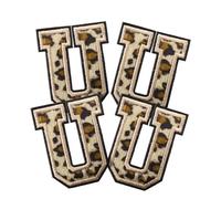 Youteer 4 Pcs Chenille Iron on Letter Patches, Leopard Alphabet Patch Letters Embroidered for Clothes, Dress, Hat, Jeans, Shoes Bags, DIY Supplies, U.