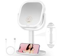 Youtelit Magnifying Mirror with Light 20X/1X, Makeup Mirror with 3 Color Lights on Stand, Rechargeable Dimmable Touch Screen, 360°Rotation Detachable Vanity Mirror for Bedroom, Bathroom, Travel