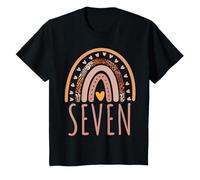 Youth 7th Birthday Leopard Boho Rainbow Seven Year Old Girl T-Shirt