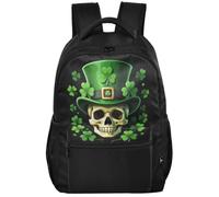 Youth Backpack Minimalist Look Peach Skin Lining Multi Pockets for Teens | Sugar Skull St Patrick Day Of The Dead Lucky Shamrock