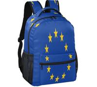 Youth Backpack Modern Style Twill Weave Fabric 6 Compartments for Teens, Flag of Europe, S, Daypack