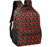 Youth Backpack Modern Style Twill Weave Fabric Multi Pockets for Boys Girls | Light Blue Navy Polka Dot Pattern Aesthetic Cute Large Dots