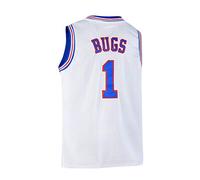 Youth Basketball Jersey #1 Moive Space Jam Jerseys Bugs Shirts for Kids - White - XL