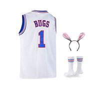 Youth Basketball Jersey Bugs #1 Moive Space Jam Jerseys Bunny Shirts for Kids - White - Medium