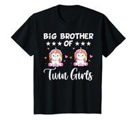 Youth Big Brother Of Twin Girls Siblings Family Brothers T-Shirt