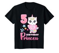 Youth Birthday Girl 5 Year Old, Cute Cat Unicorn with Pink Heart T-Shirt