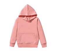 Youth Boy Girl Solid Cotton Pullover Hoodie with Drawstring Kids Basic Hooded Sweatshirt Long Cute Clothes for Girls Toddlers Fall Warm Outfits Sportwear (Pink, 5-6 Years)