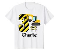 Youth Boys Construction 3rd Birthday Charlie 3 Years Old Party T-Shirt