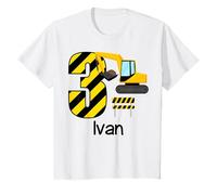 Youth Boys Construction 3rd Birthday Ivan 3 Years Old Party T-Shirt