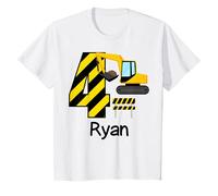 Youth Boys Construction 4th Birthday Ryan 4 Years Old Party T-Shirt