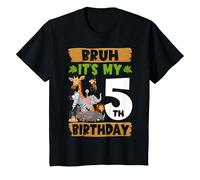 Youth Bruh It's My 5th Birthday Animals Jungle Safari 5 Year Old T-Shirt