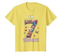Youth Butterfly Floral T for Girls 7th Birthday Party I'm 7 Today T-Shirt