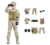 Youth Camouflage Uniform 9-Piece Set Shirt Pants Vest Backpack Knee Pads | Poly-Cotton Grid Woven;Includes Sunglasses,Cap,Belt,Gloves;For Hiking,Camping,Training