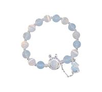 Youth Cute Glass Material Bracelet Minority High Appearance Girls Hand To Western Earrings for Women (Light blue, One Size)